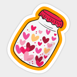 Jar of colored hearts Sticker